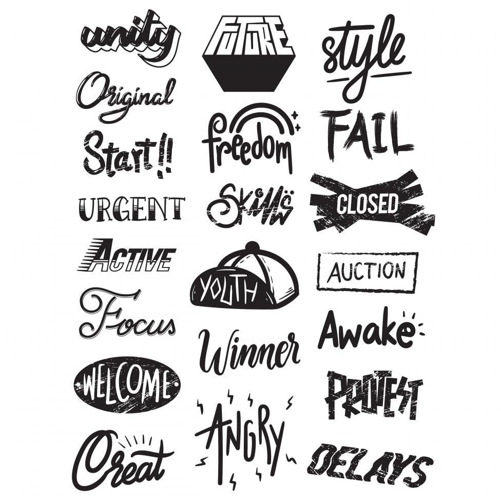 Logo-Entwicklung: Scribble diverser Logos in schwarzweiß